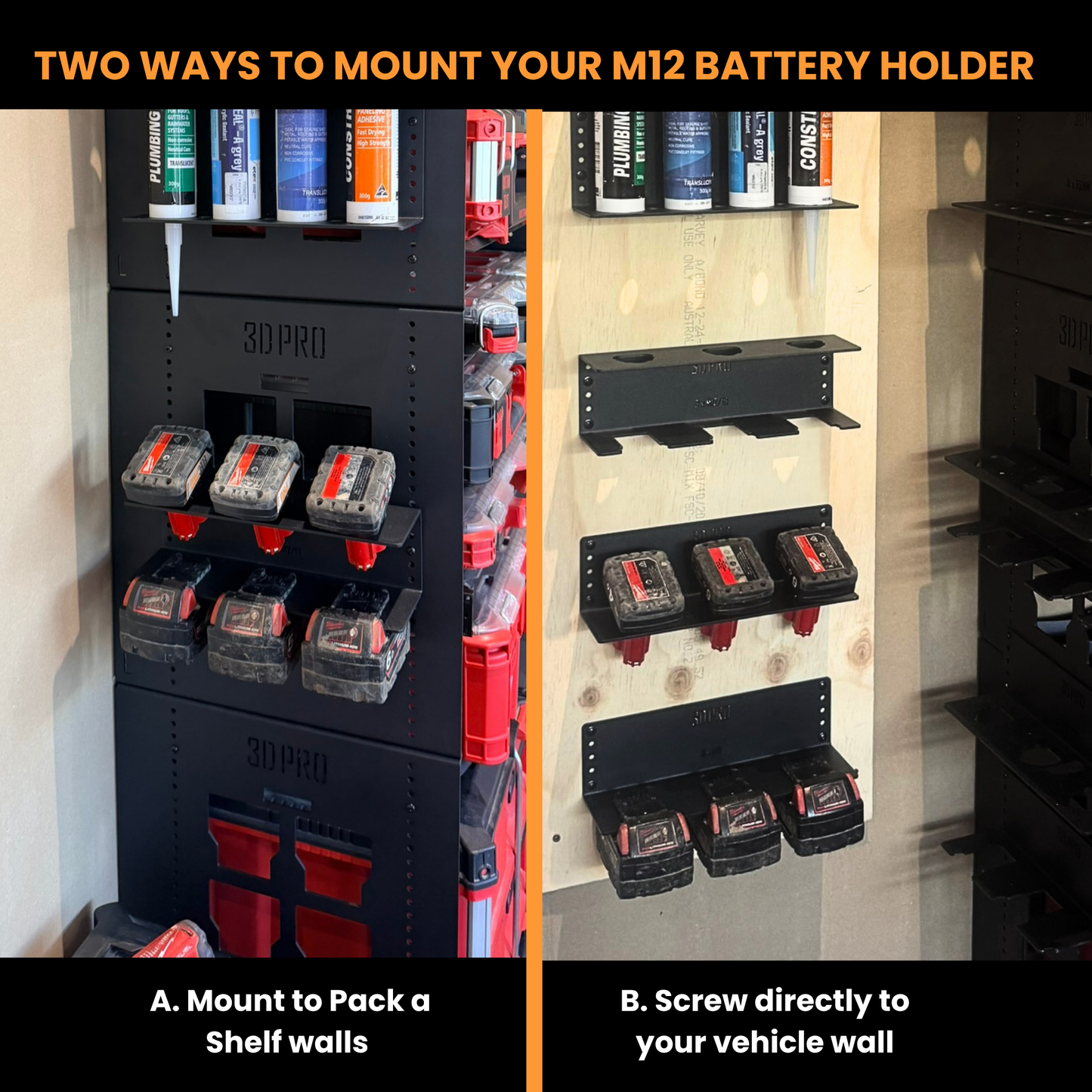 M12/M18 Battery Holder (Pack a Shelf)