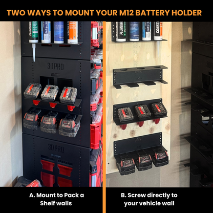 M12/M18 Battery Holder (Pack a Shelf)