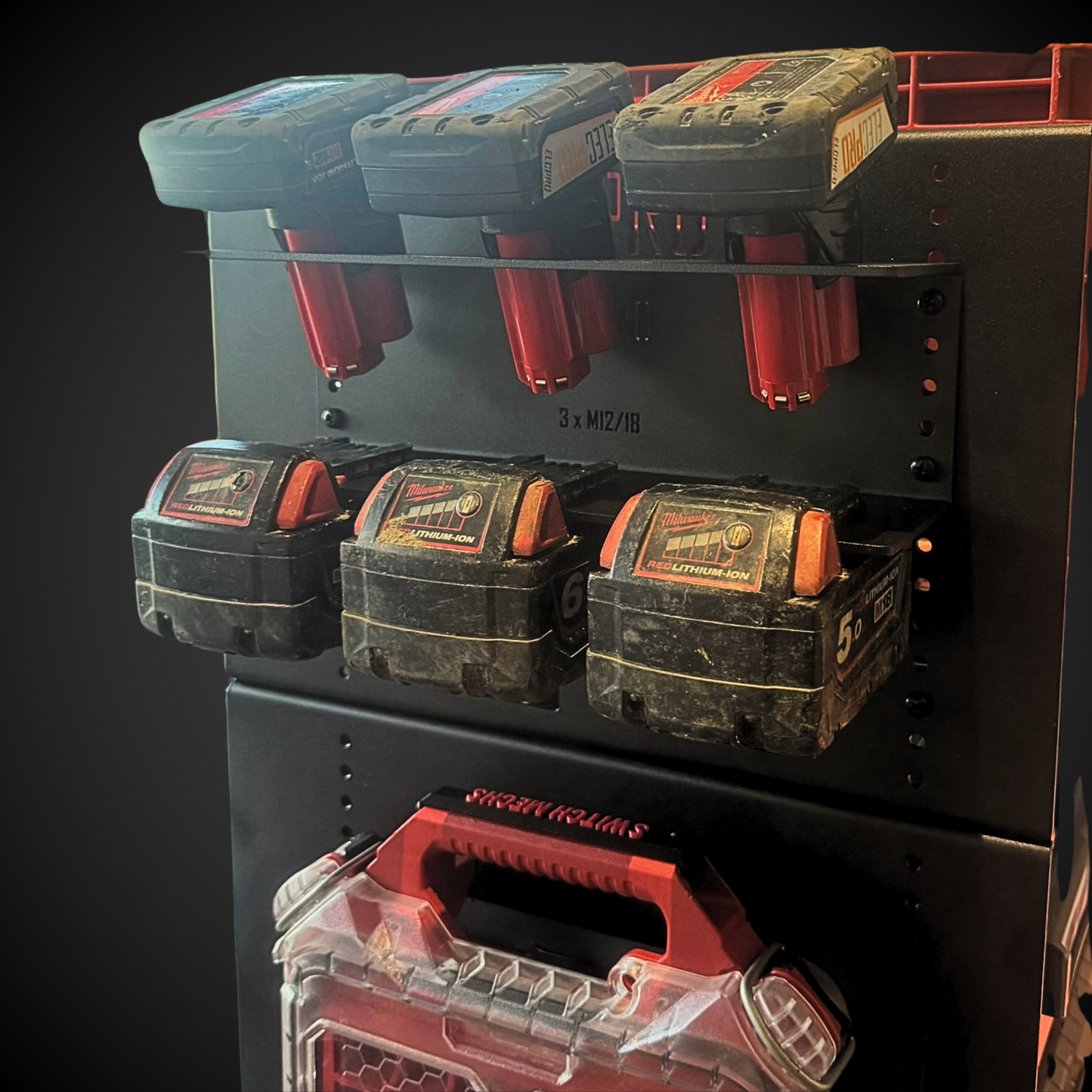 M12_18BatterHolder_Bolted To a Pack a Shelf