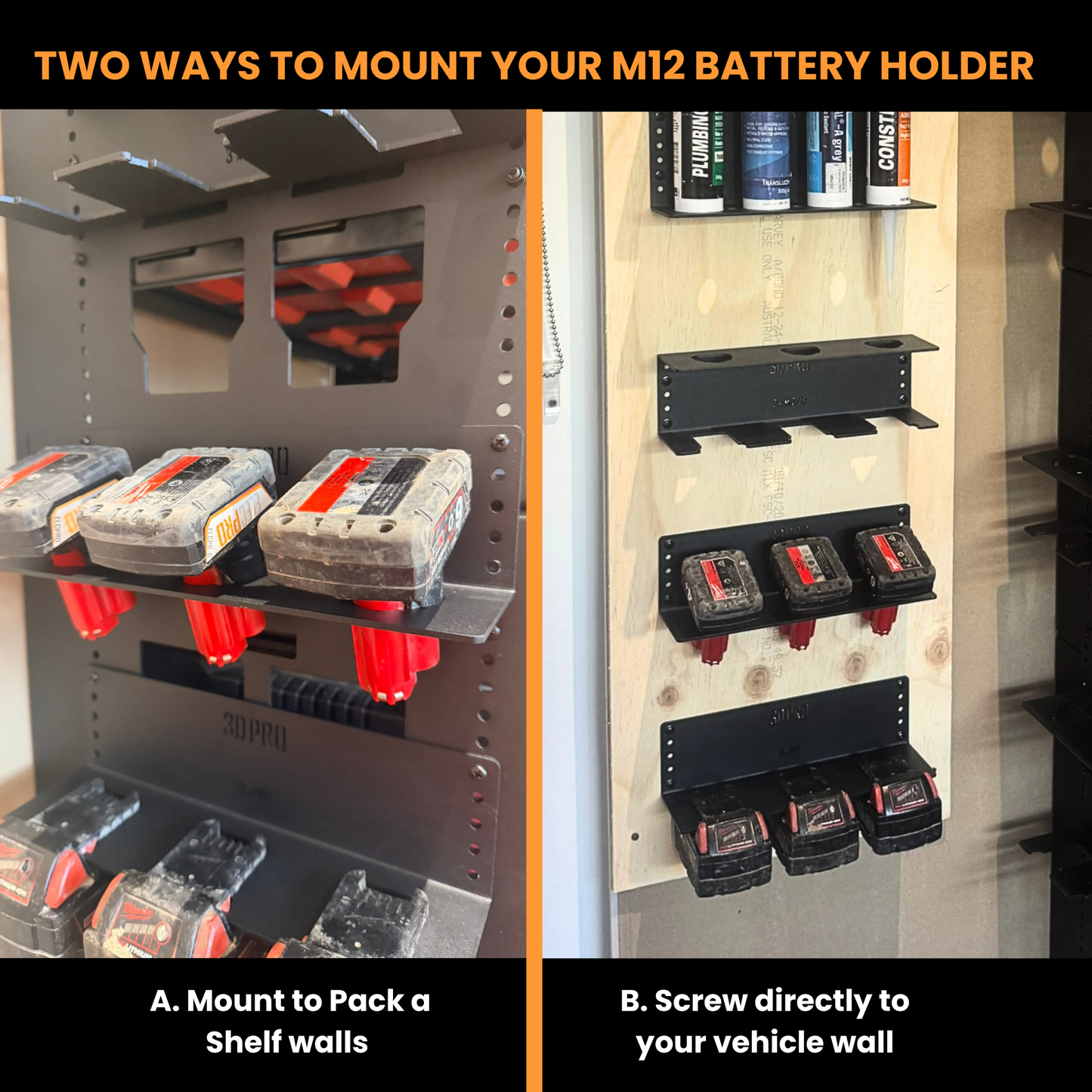 M12/M18 Battery Holder (Pack a Shelf)