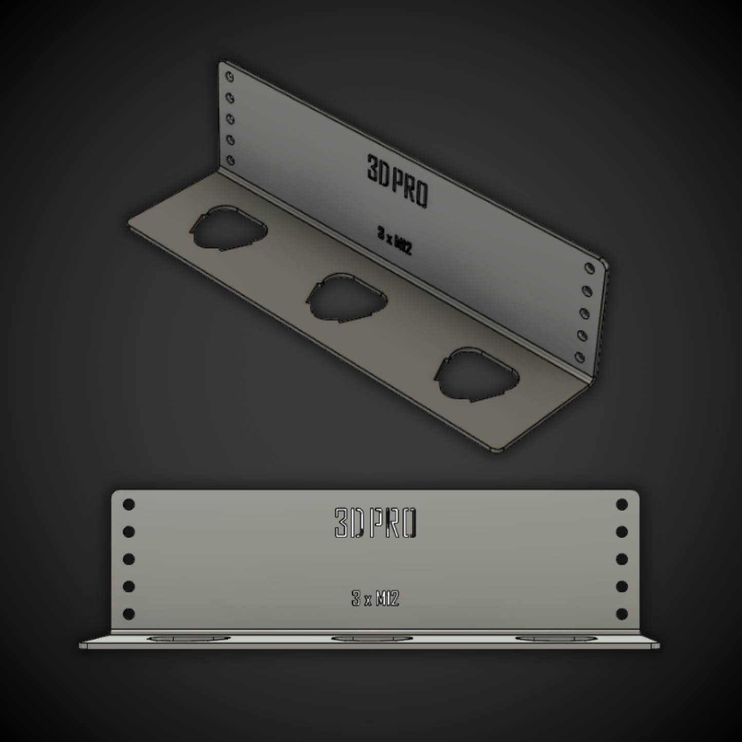 Two metallic battery holders with '3DPRO' branding on a dark background