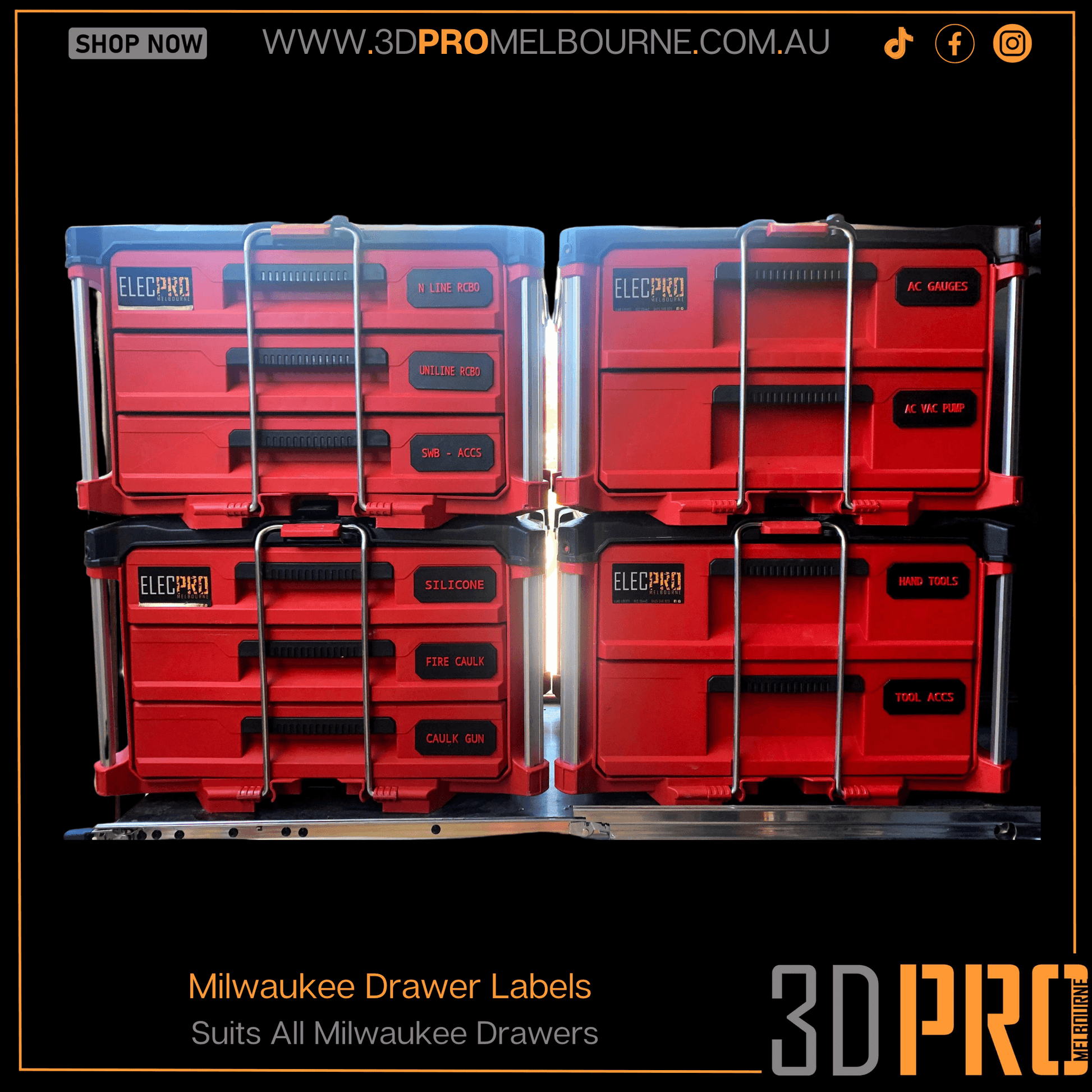 Milwaukee Packout Drawer Labels Using Label - Packout Drawers (2/3 Drawer)