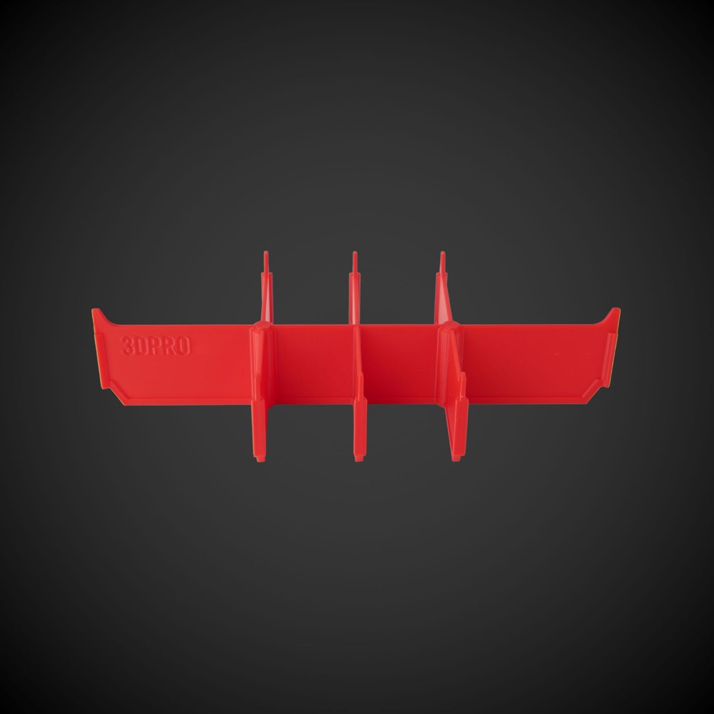 Red bin with red 8-Way Low Double Bin Divider (MP) with '3DPRO' branding on a black background