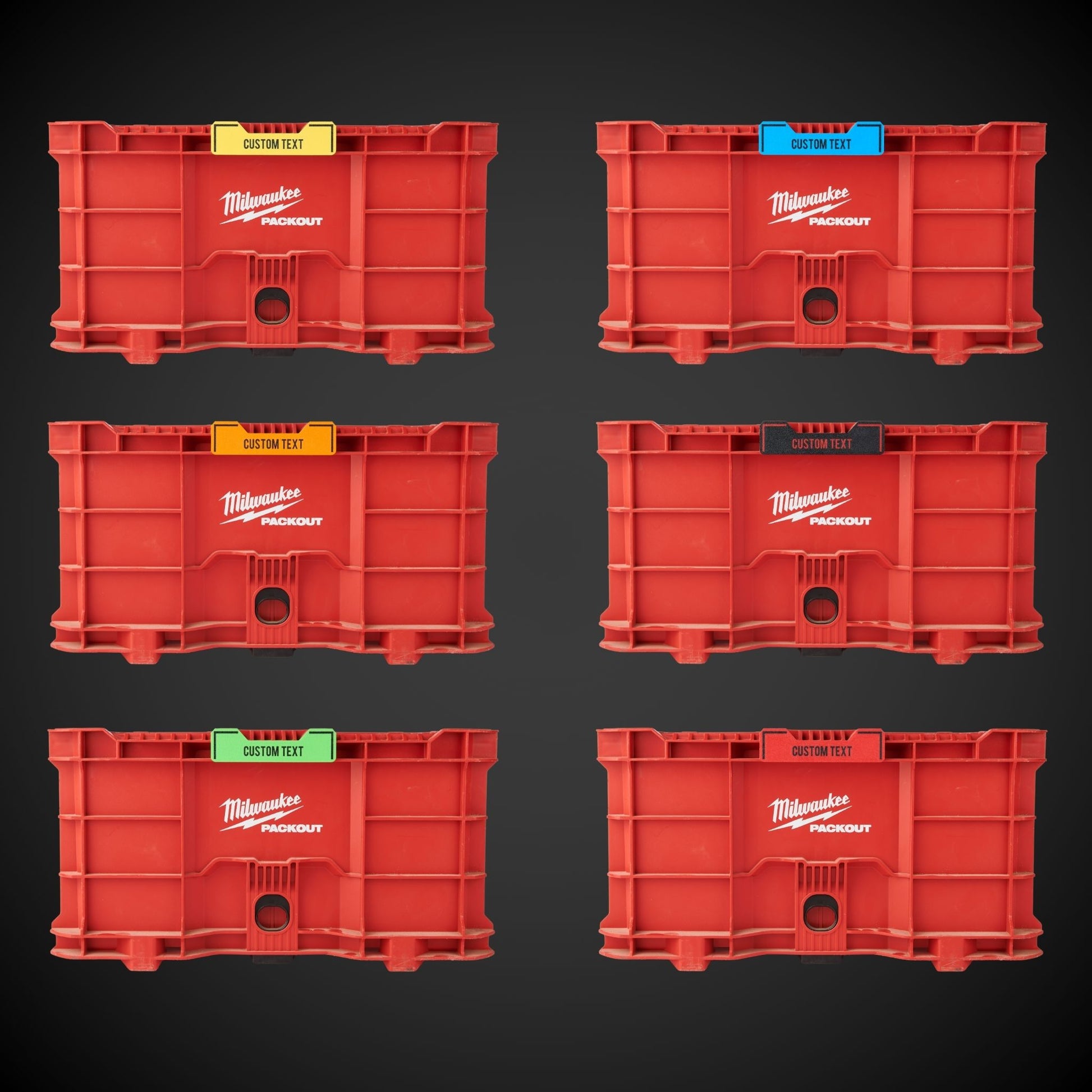 Six red Milwaukee tool crates with Snap on Label - Crate
