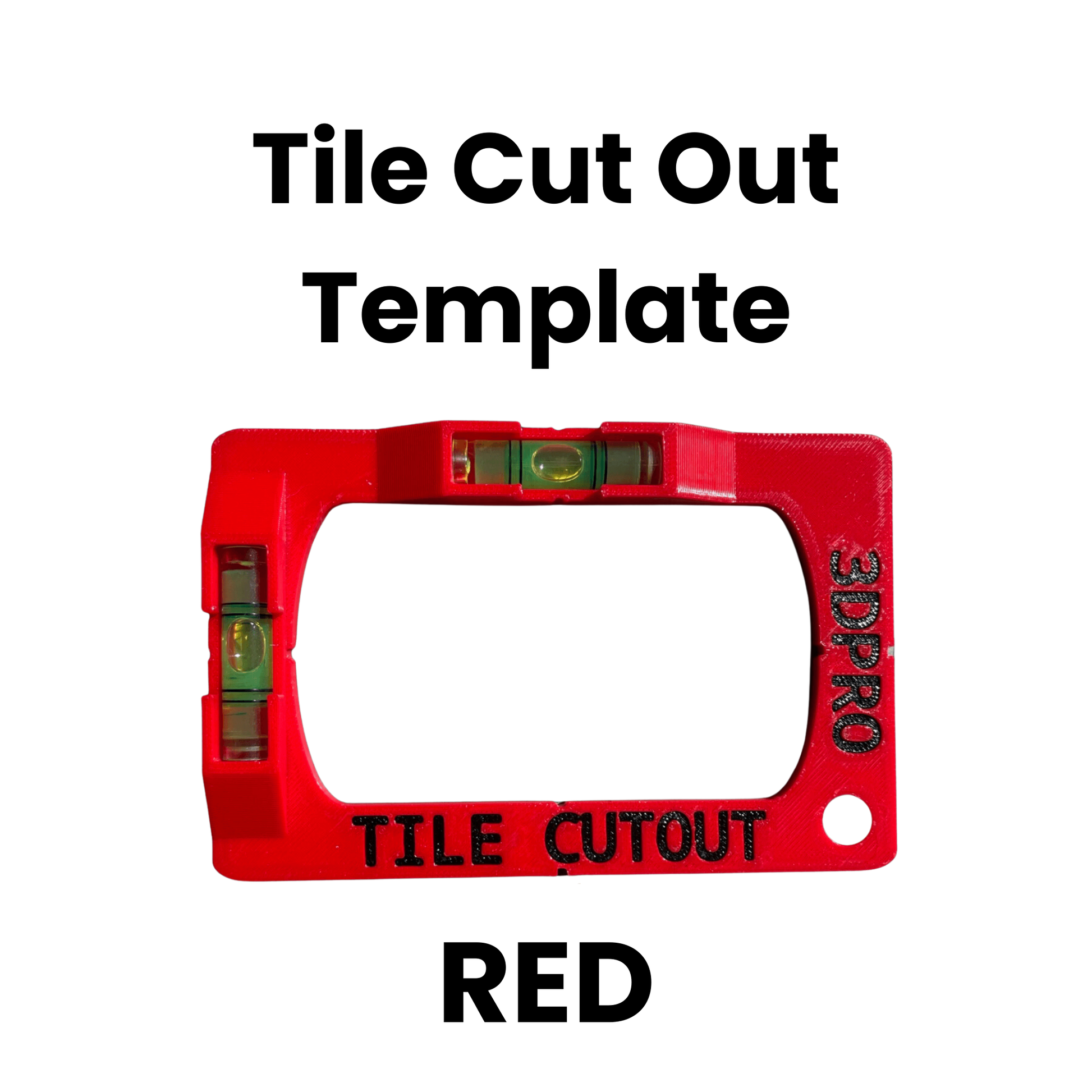 Red tile cutout template with '3DPRO' branding on a white background