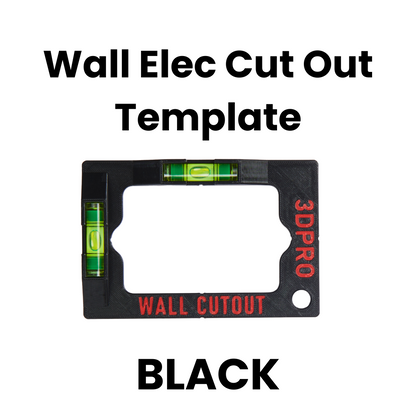 Black wall electrical cutout template with 3DPRO branding on a white background