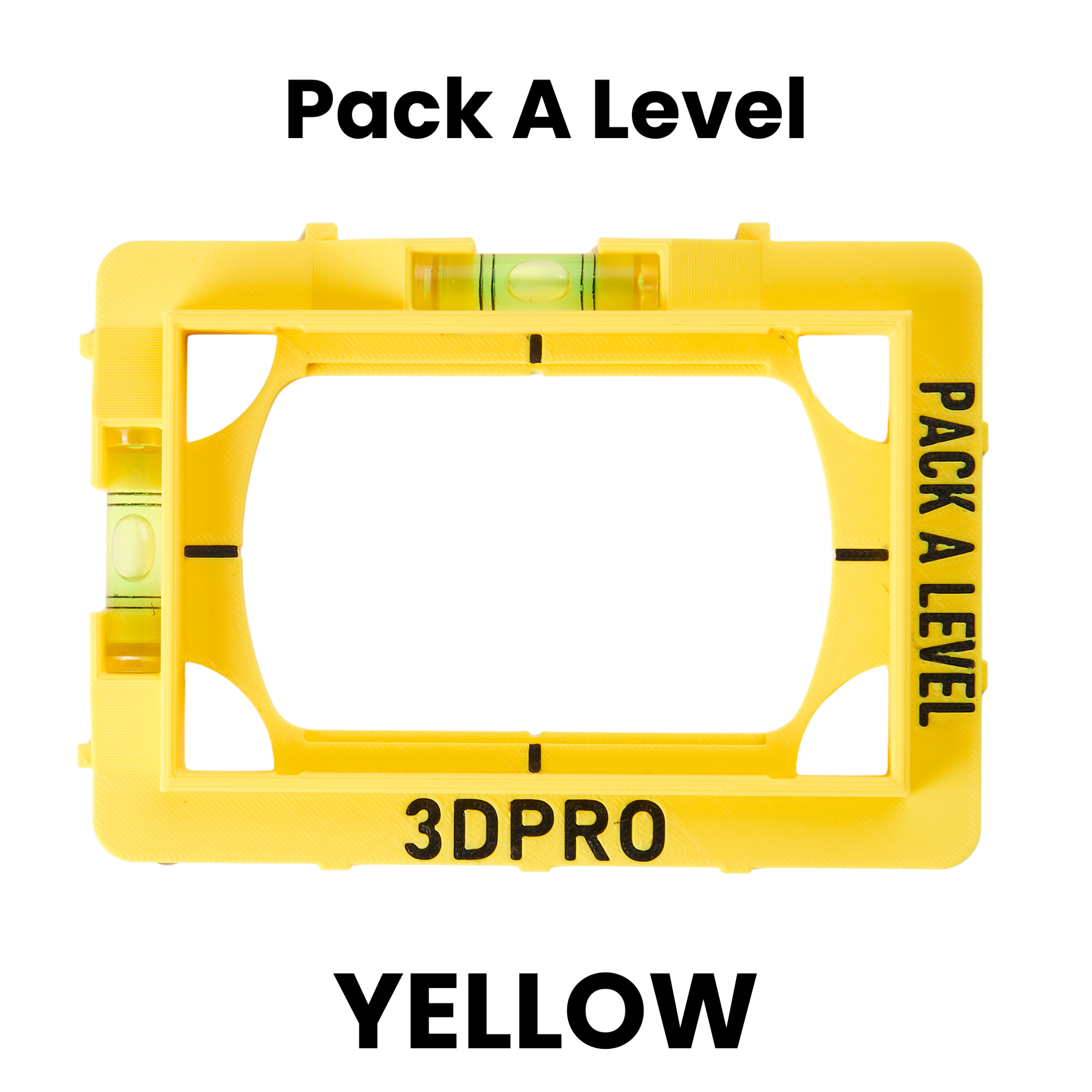 Yellow pack a level tool with '3DPRO' branding on a white background