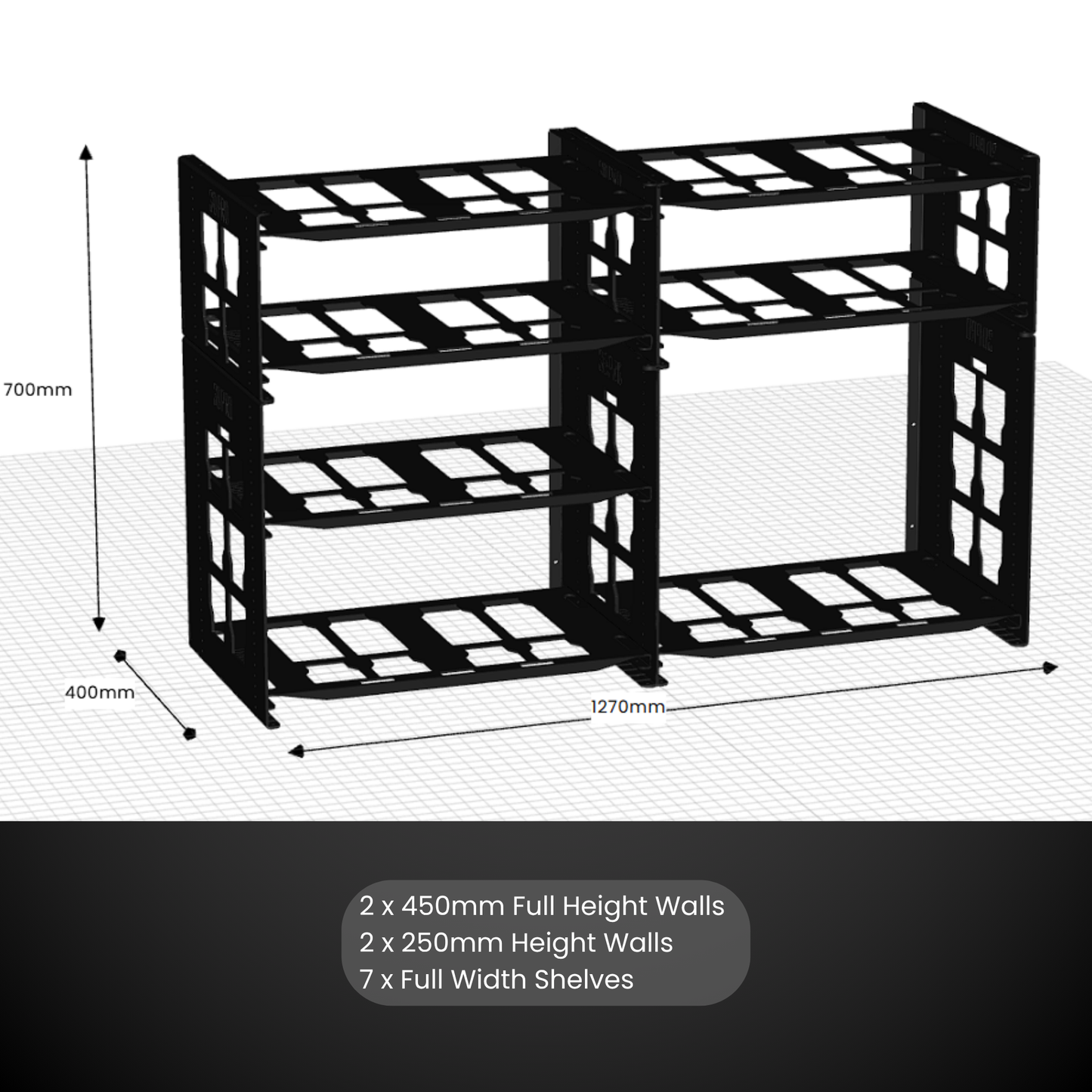 1400mm Side Canopy Bundle (Pack A Shelf)